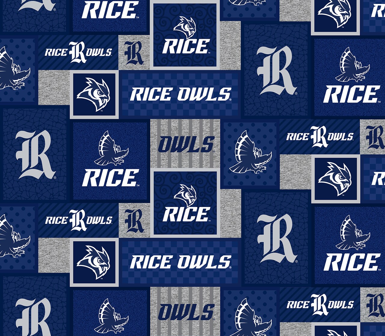 Sykel Enterprises-Rice University Fleece Fabric-Rice Owls  All Over Fleece Blanket Fabric-Sold by the yard